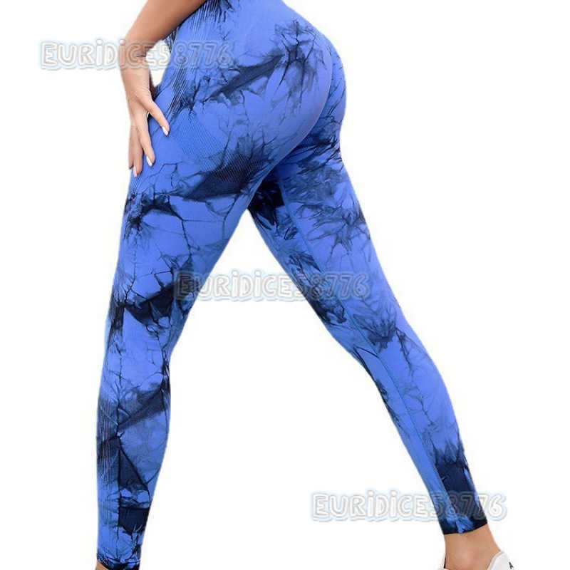 Seamless Tie-dye Yoga Pants Fitness Embarrassing Lines Quick-dry Sports Leggings High Waist Peach Butt High Elasticity Pants H250806