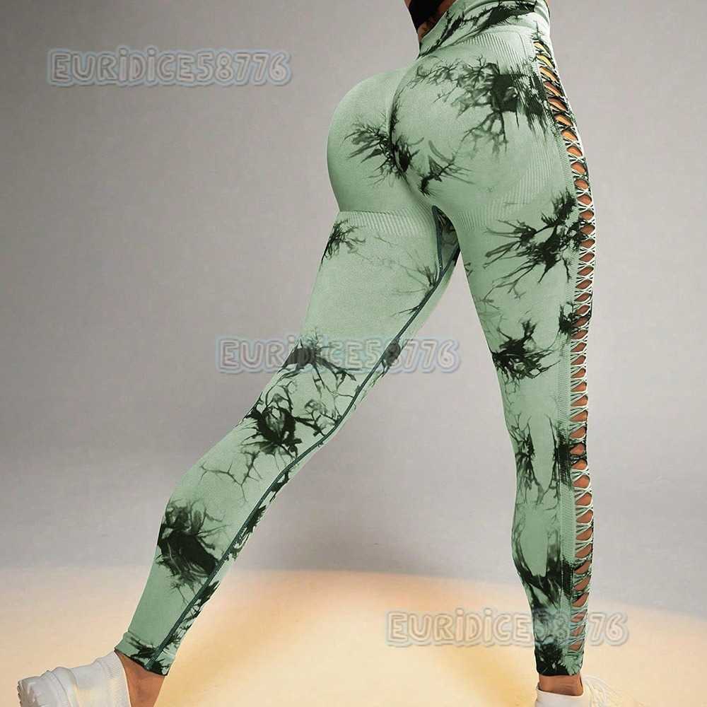 New Yoga Wear Fitness Pants for Women Peach Lift Sports Nine-point Pants Tight-fitting Quick-drying Tie-dye Yoga H250806