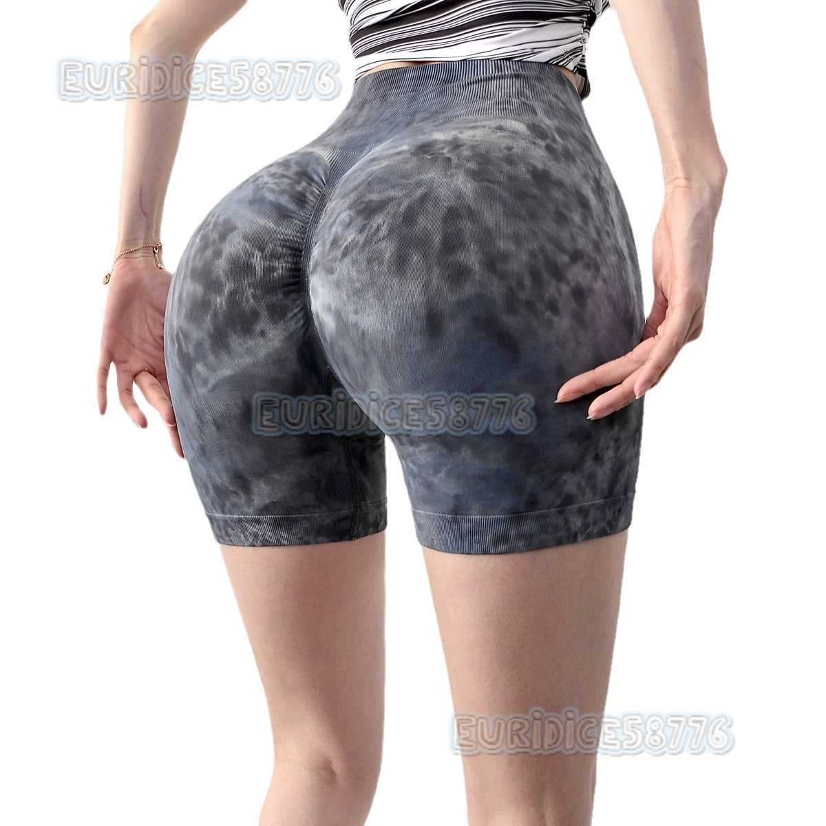 Peach Butt Lift Sports Fitness Pants for Women High Waist Tummy Control Three-quarter Pants Tie-dye Running Tight Yoga Pants H250806