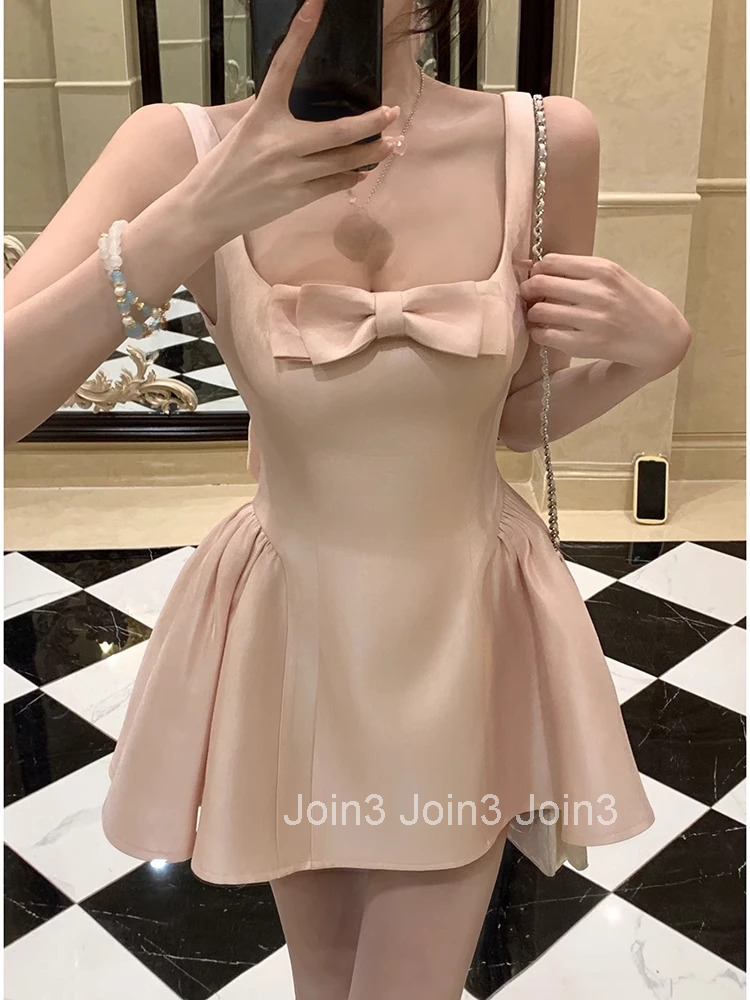 Summer New Elegant Evening Party Mini Dresses Women Vintage Sleeveless Y2K Mini Birthday Dress Casual Korean A-line Vestidos