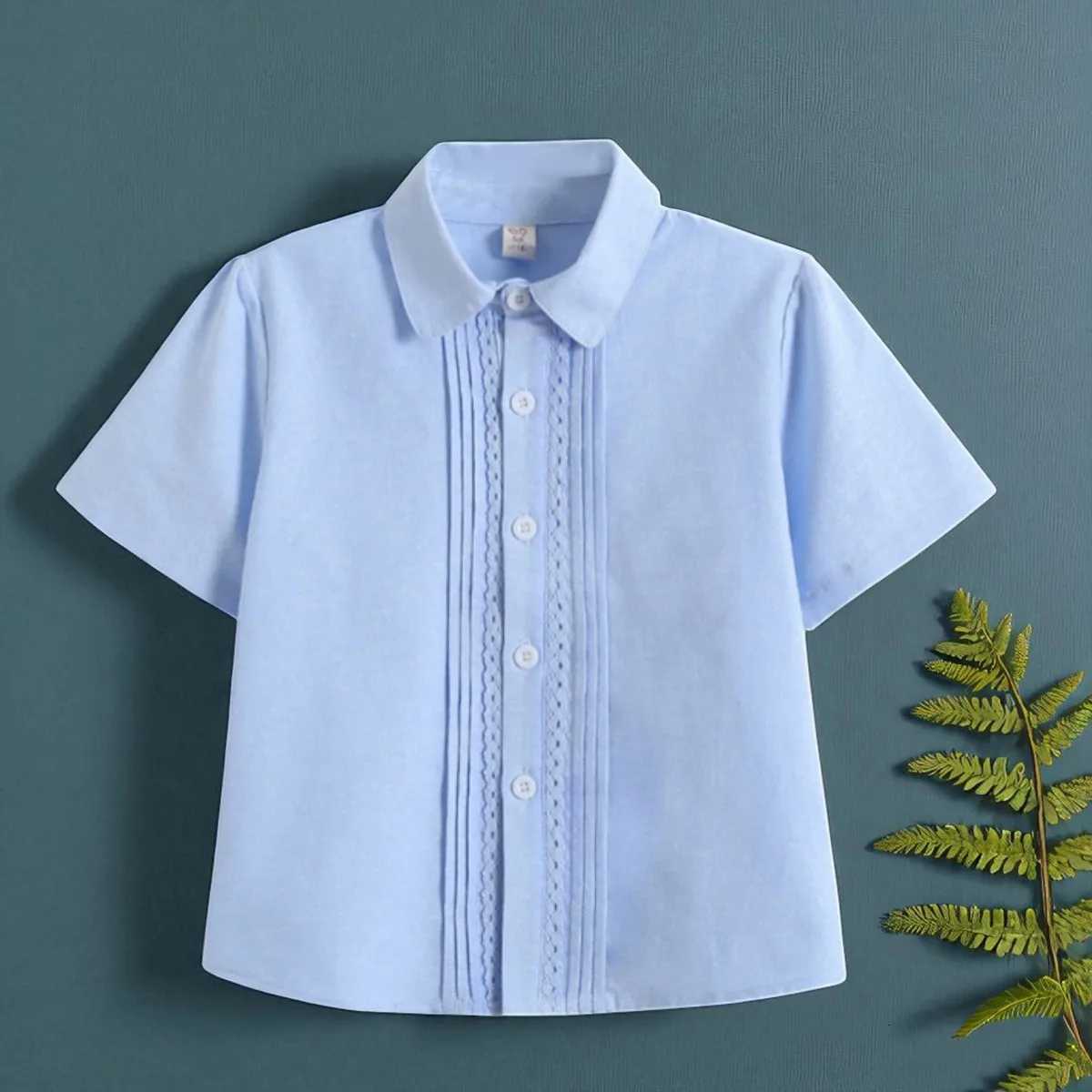 Girls Blue Shirts Long Sleeve Blouse Boys Tops Kids Costumes Children Clothing Back to School Uniform Blouse 6 8 10 12 13 Years X250806