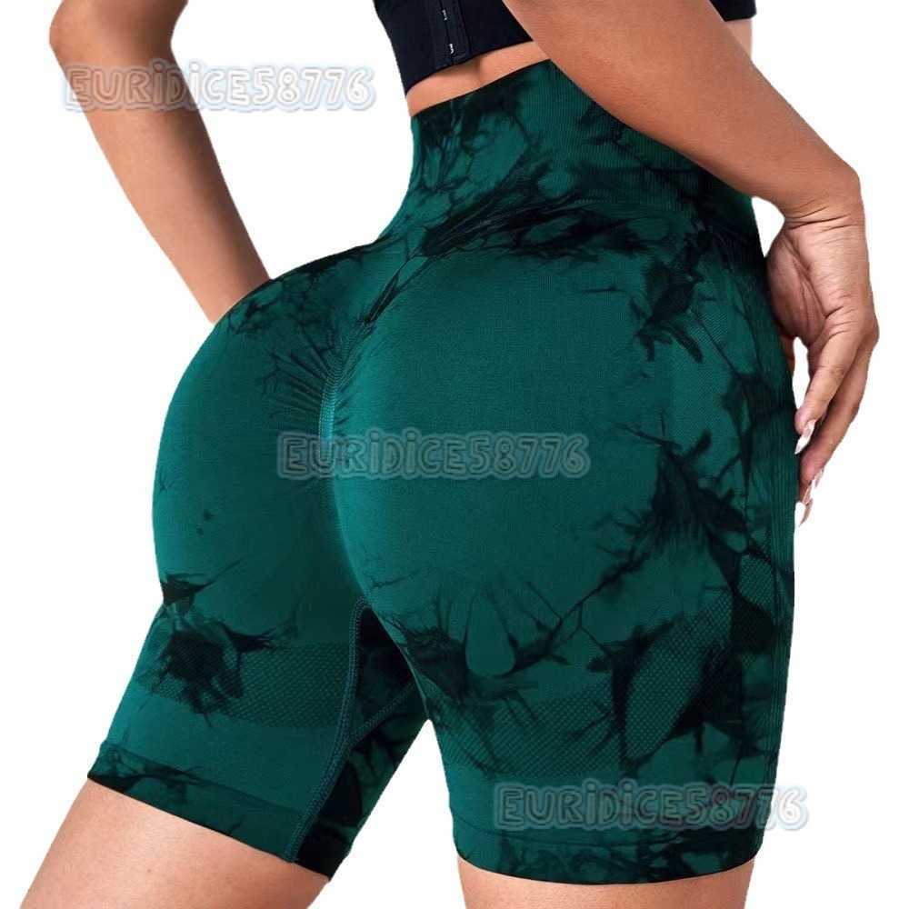 Tie-dye Yoga Pants Women Sports Fitness Shorts Plaid High Waist Elastic Tight Yoga Shorts Women H250806
