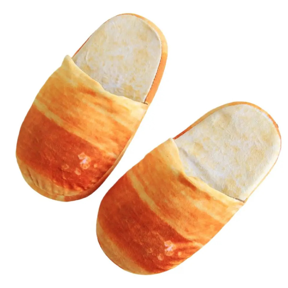 Creative Simulation Bread Slippers Soft Bottom Funny Plush French Bread Slippers Thick Sole Shoes 3D Bread Slides Bedroom 250731