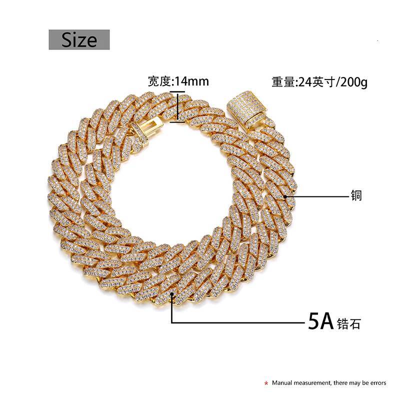 15MM Wholesale Fashion Jewelry Hip Hop Iced Out Moissanite/Zircon Cuban Link Chain Necklace for Men and Women