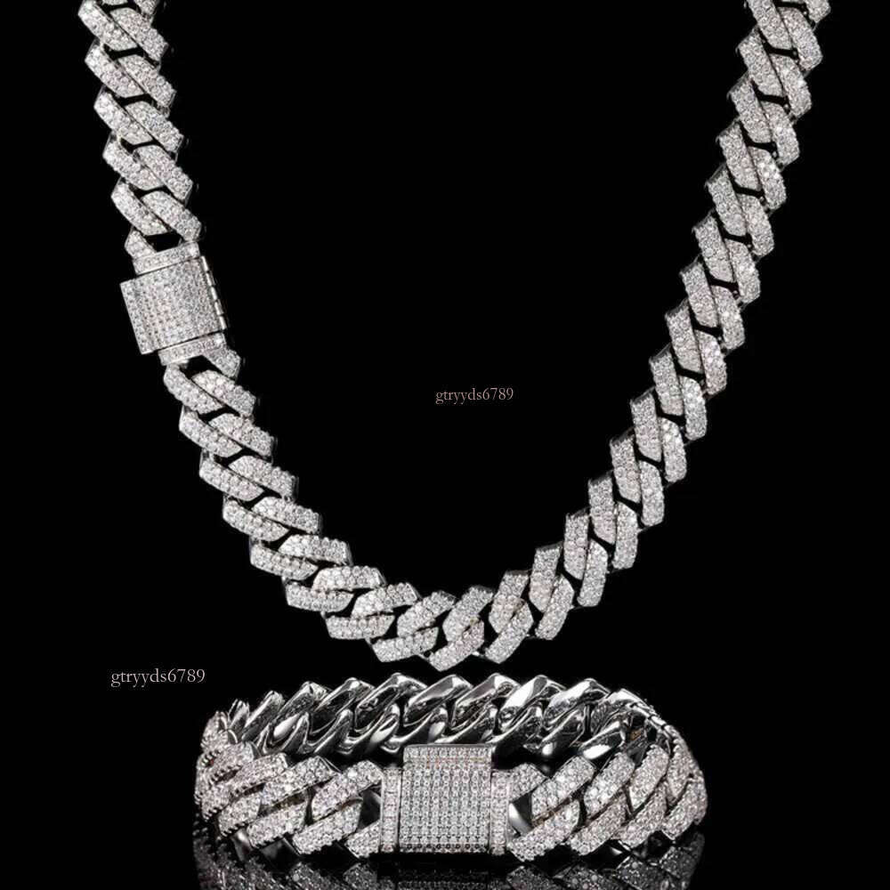 Good Quality Hiphop Jewelry 12mm Moissanite Dia Mens Necklace Cuban Link Chain pass tester giftFree quick delivery for men's necklaces
