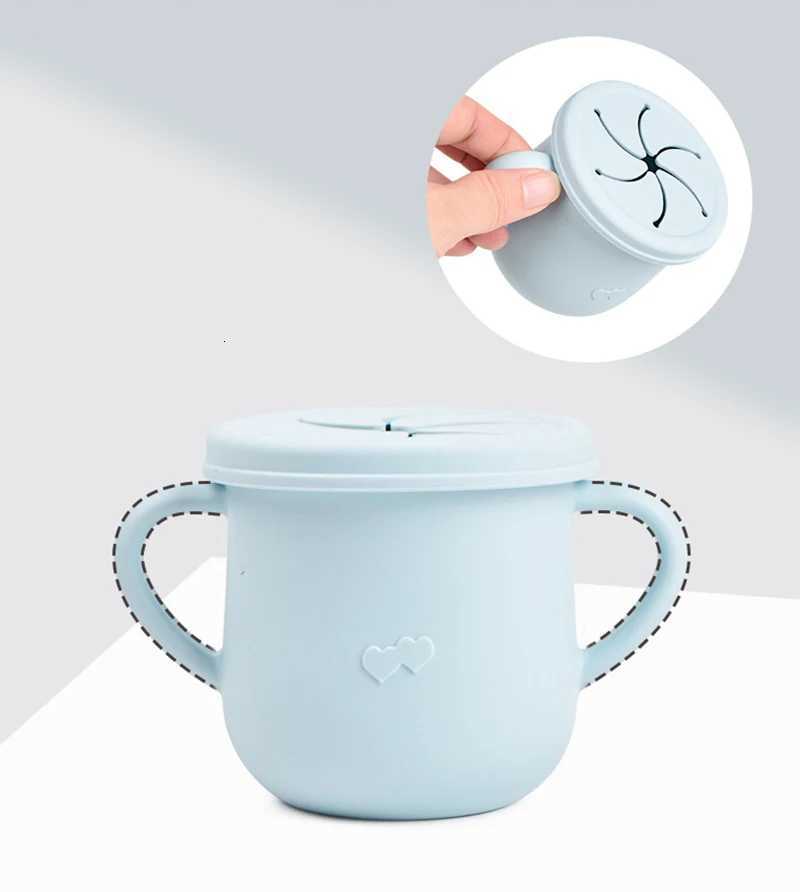 Baby Silicone Double Lids Feeding Cup With Handle Sippy BPA Free Toddlers Learning Drinkware Children Soft Straw Cups Tableware X250806