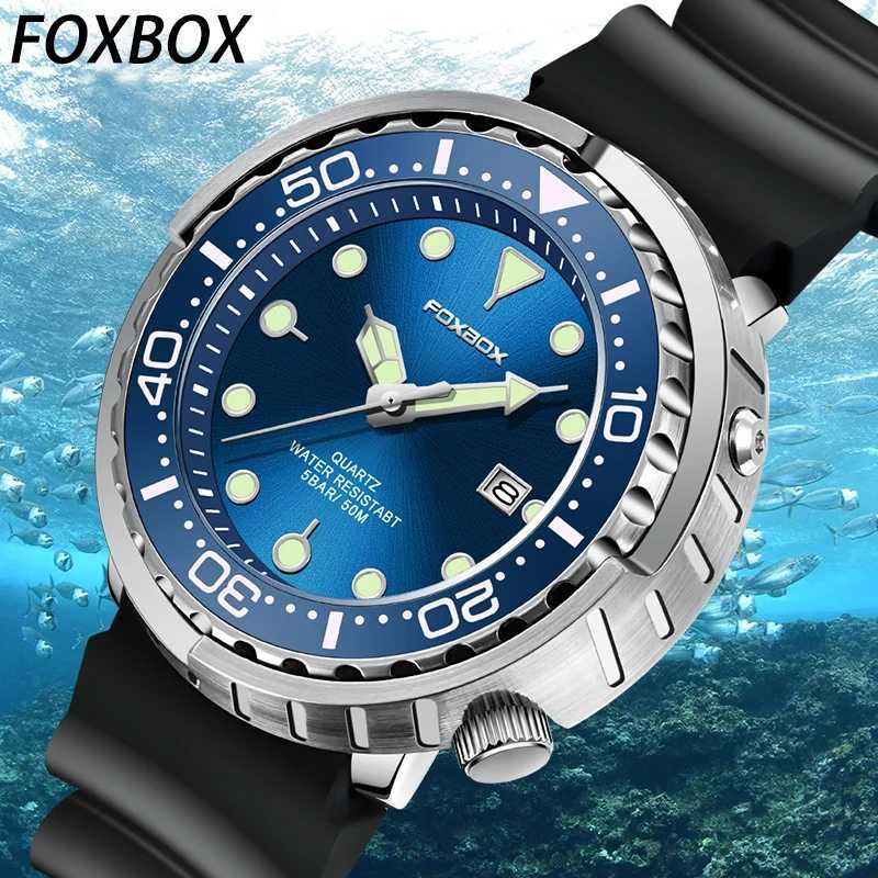 BOX Top Brand Fashion Diver Men 50ATM Waterproof Date Clock Sport Mens Quartz Wrist Watch Relogio Masculino W250806
