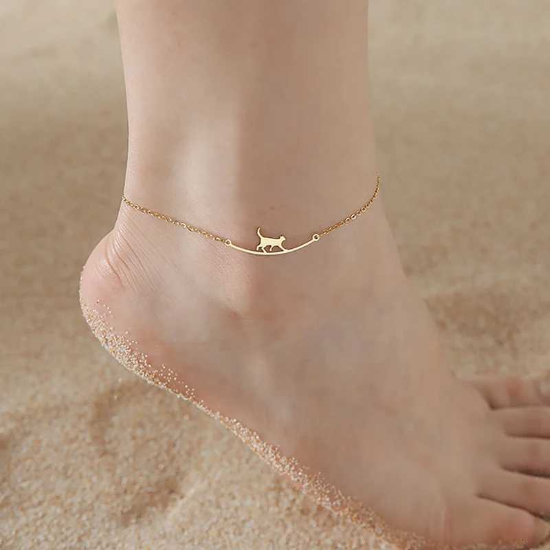 Trendy Stainless Steel Cute Cat Anklet Animal Pendant Chain Anklet For Women Girls Fashion Jewelry Birthday Gifts Y250805