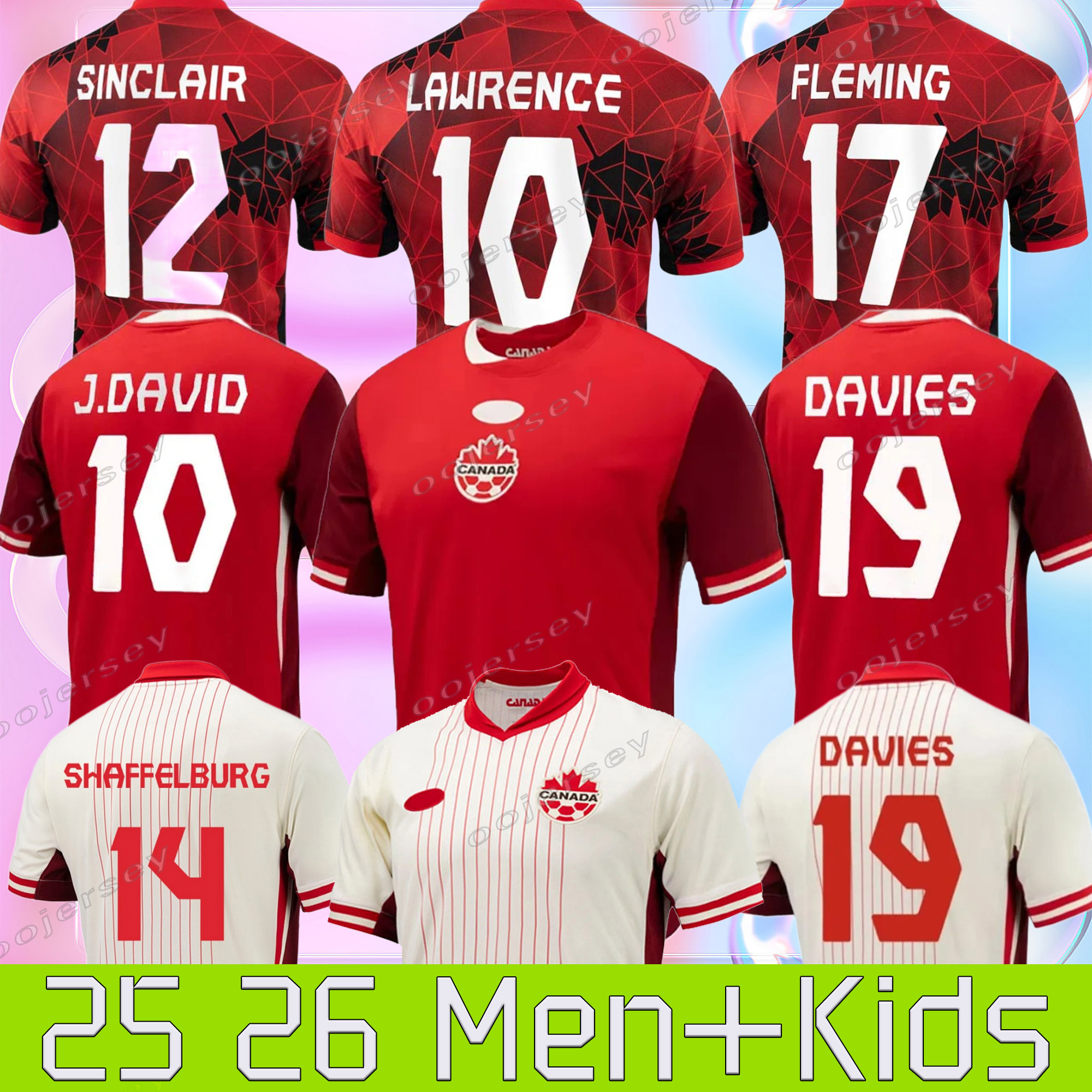 2024 Canada Soccer Jerseys KIDS KIT DAVIES J.DAVID 23 24 25 UGBO LARIN MILLAR EUSTAQUIO CAVALLINI 2023 football T shirts home away third MEN WOMEN national team 888