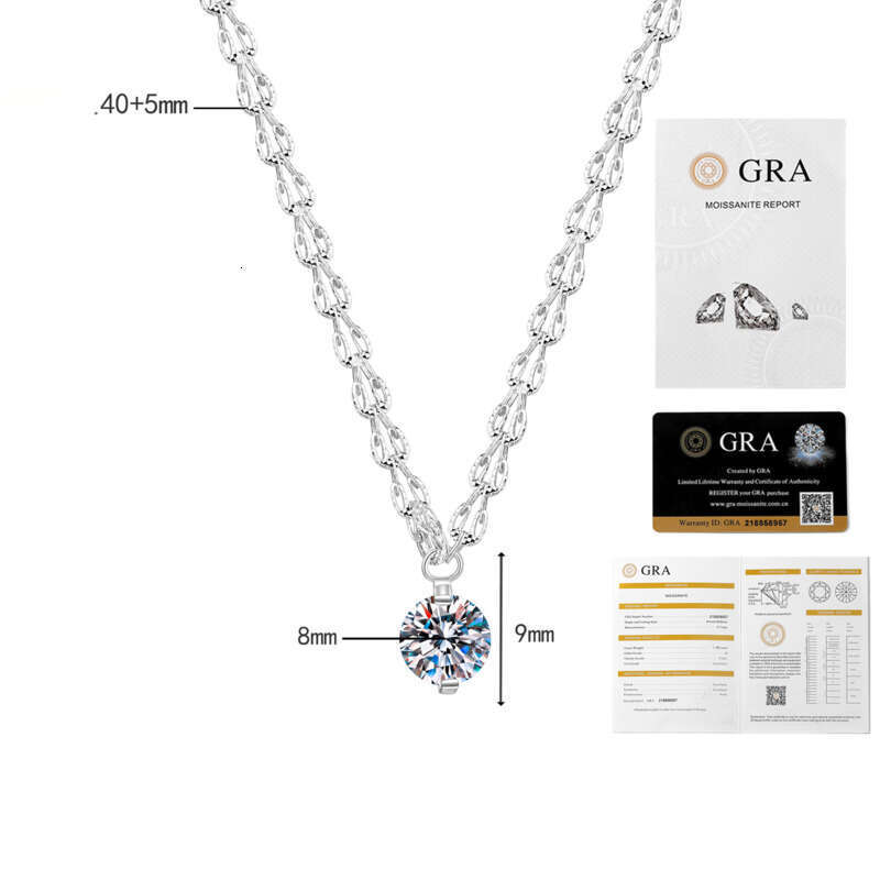 Phoenix Tail Pendant S Sterling Sier Necklace Simple Korean Style Four-Prong Single Dia 2 ct Moissanite