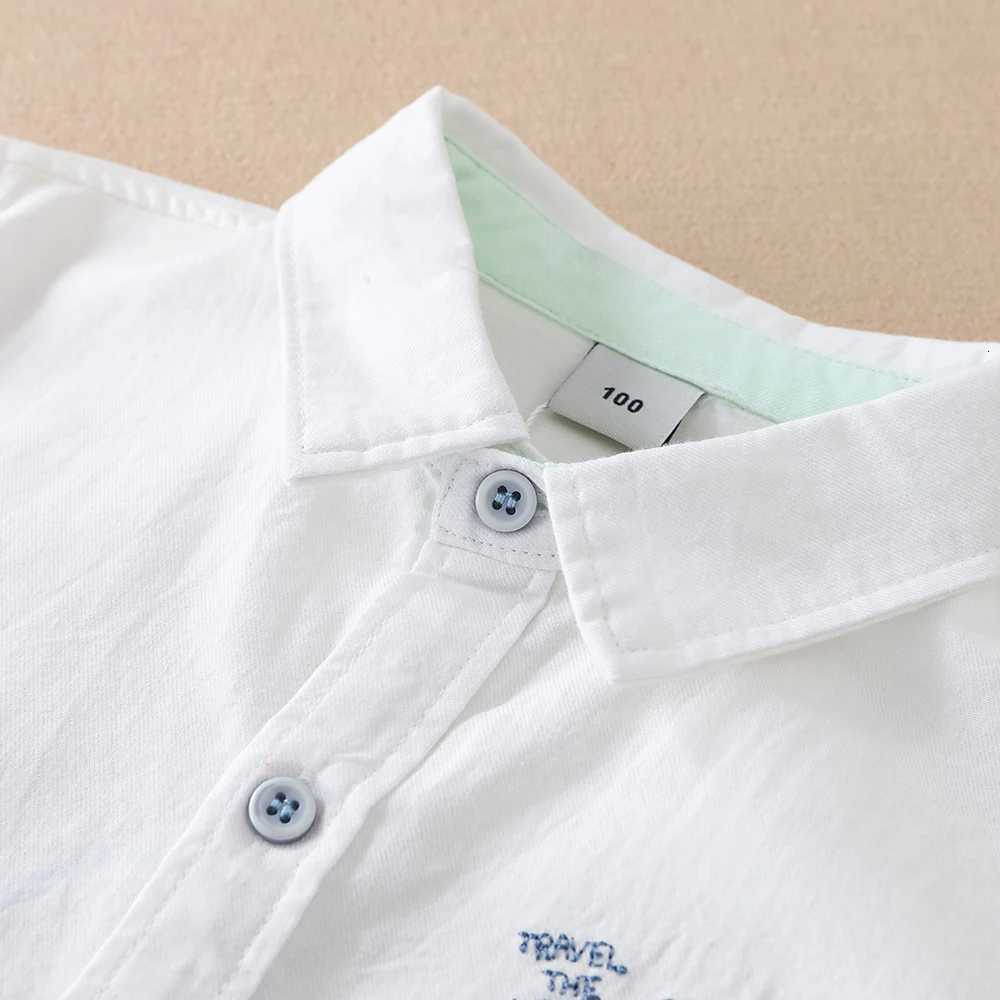 Toddler Boys White Dinosaur Embroidered Casual Shirt Long Sleeved Clothes for 2-6 Years Old X250806