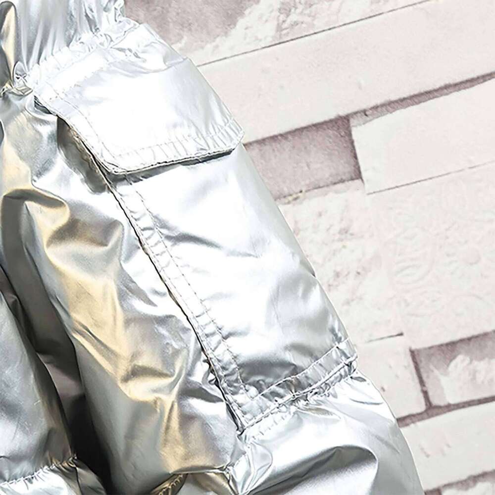 Men's Winter Parkas Solid Color Casual Glossy Warm Down With Hood Fashion Zipper Fleece Lined Puffer Outwears Jacket