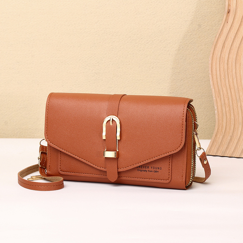 New Style for Women, Single Shoulder Crossbody Small Bag, Cover Head Magnetic Clasp, Multi-Compartment, High-Quality Texture Mini Phone Bag