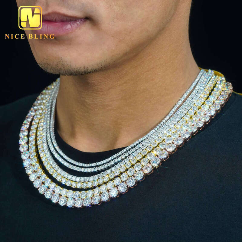 Cheapest Price Chain 3mm 4mm 5mm GRA Hip Hop Jewelry Sterling Sier VVS D Color Dia Moissanite Tennis Necklace