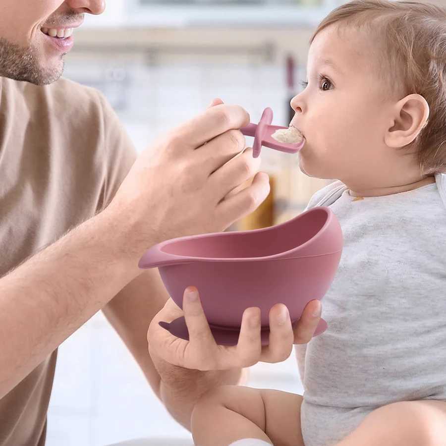 3Pcs Childrens Tableware for Babies Feeding Baby Dishes Plates for Food BPA Free Spoon and Fork Newborn Accessories X250806