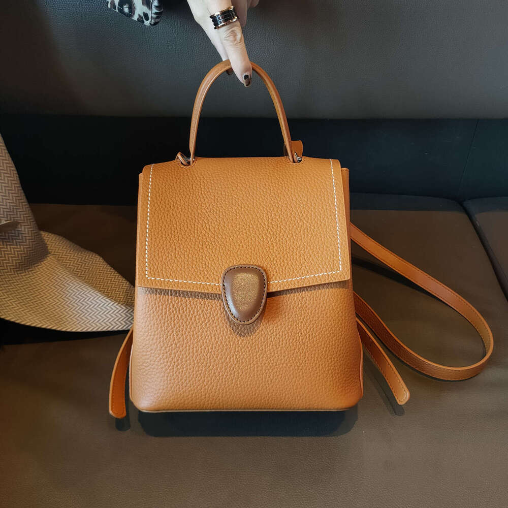 for Women New Trendy Brand First Layer Cowhide Women's Bag Korean Fashion Versatile Commuter British Style Backpack designer bag B5