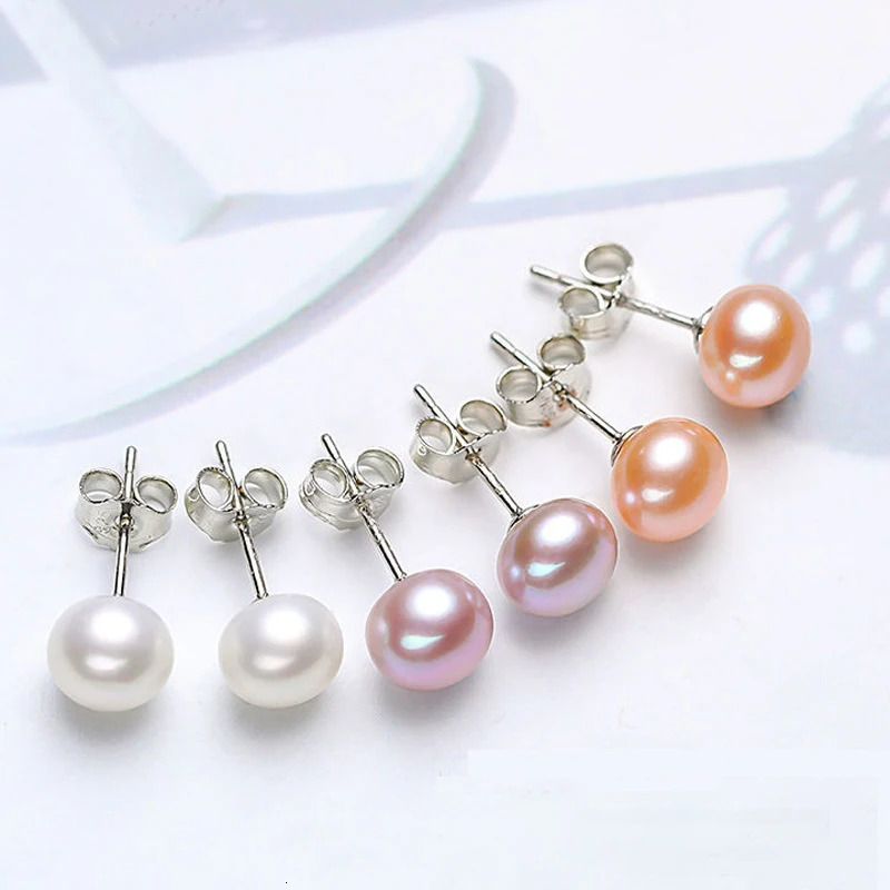 3 Color Natural Pearls Stud Earrings Real Freshwater Cultured Pearls 925 Metal Earring Wedding Fashion Jewelry Gifts for Women 250805