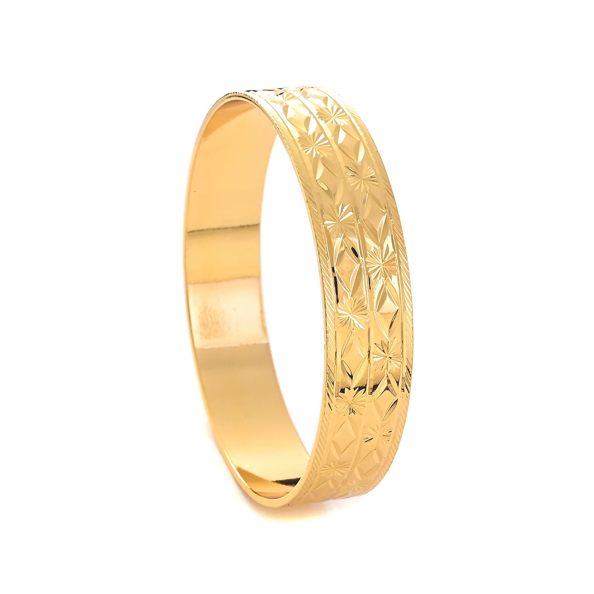 Gold Plated Width 14MM Bangle Men Bride Wedding Bracelet Africa Ethiopian Arab Jewelry Charm Party Gifts #050 250805