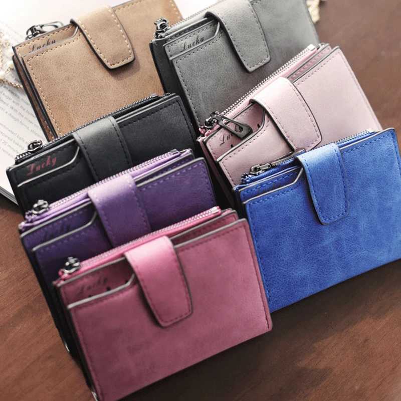 New Womens Wallet PU Leather Short Wallet Made of PU Leather Female Purses Card Holder Foldable Portable Lady Coin PursesXJ250806