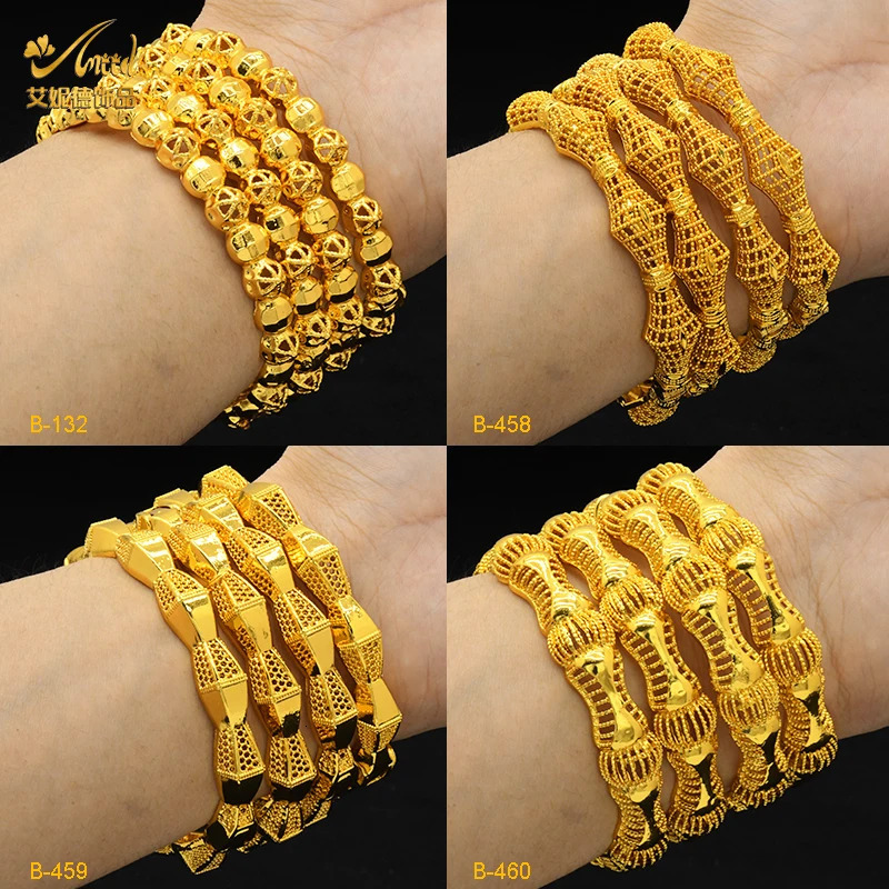 ANIID Dubai 24K Gold Color Bangles For Women Indian African Bracelets Charm Wedding Ethiopian Arabic Jewelry Gifts 250805
