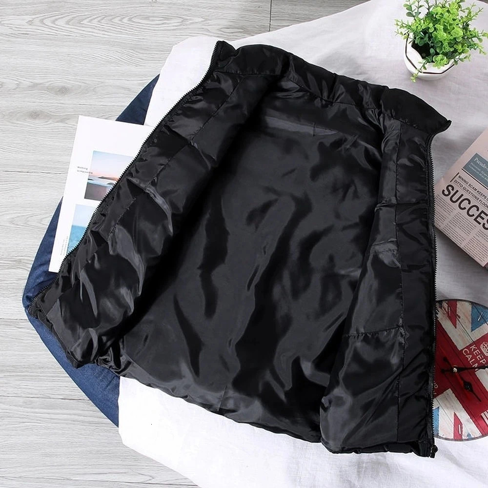 White Vest Jacket Men Slim Fit Stand Collar Sleeveless Puffer Jackets Spring Autumn Casual Waistcoat Men Warm Coat Trends 250805