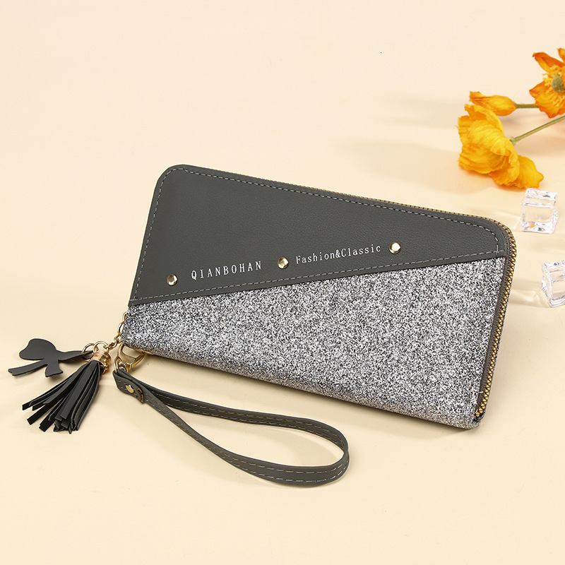 New Women Zipper Long Female Korean Version Stitching Color Contrast Large Capacity Wallet