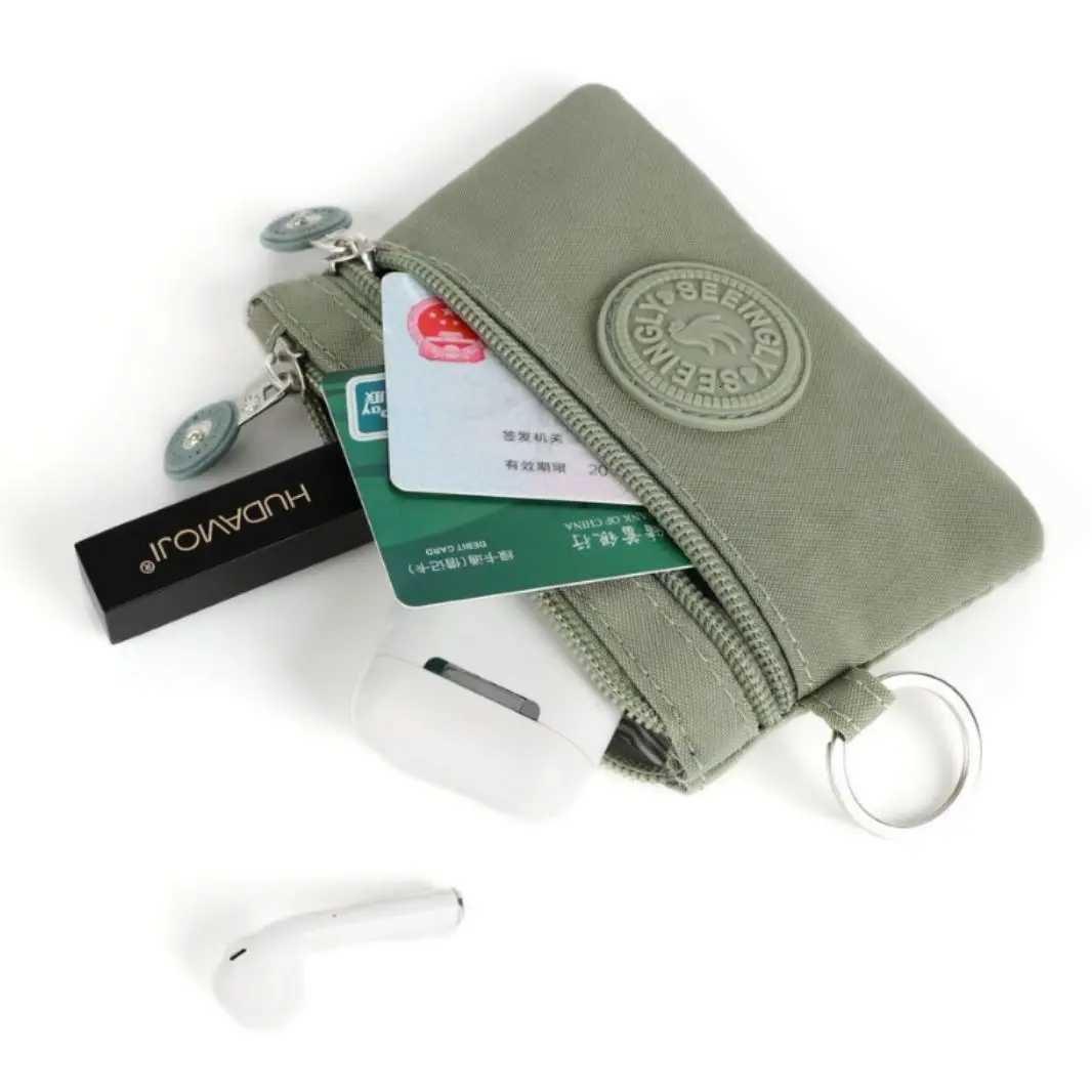 Korean Short Zipper Coin Purse Letter Double Layer Nylon Wallet Waterproof Pocket Money Bag Card Holder Lipstick Bag XJ250806