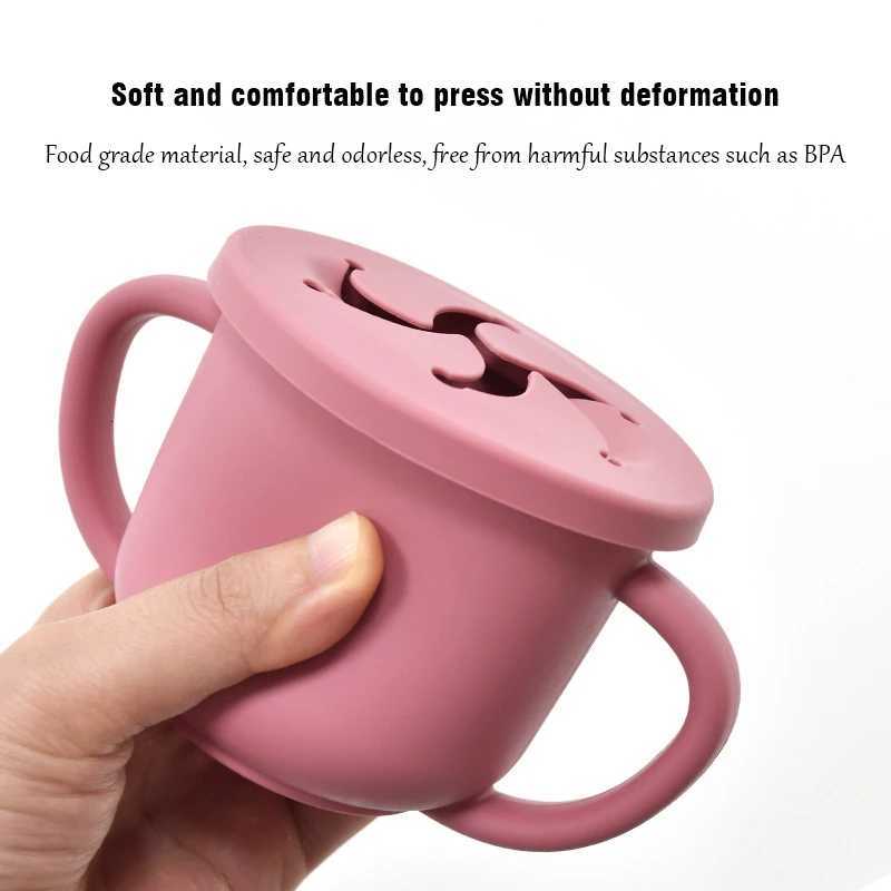 Baby Silicone Double Handle Straw Cup Anti-Scalding Anti-Fall BPA Free Leak-Proof Cover Portable Snack Cup for Toddlers Ideal X250806