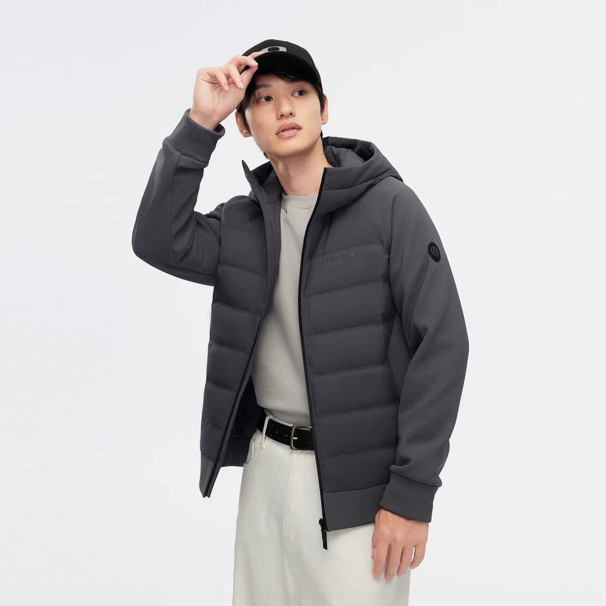 90% goose down jacket for men by BOSIDENG hooded sport jacket warm high quality lightweight. W250806