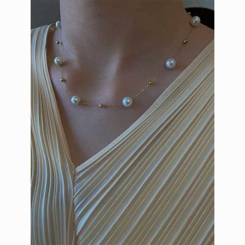 Stainless Steel Ball Pendant Necklace Fashion Jewelry Minimalist Chain Pearl Necklace Fashion Womens Jewelry Y250805