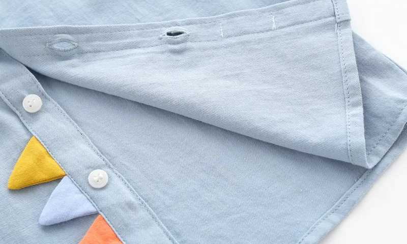 2025 Autumn Boys Shirt Cartoon Blouses Kids Long Sleeve T-Shirts Cotton Cartoon Dinosaurs Printing Lapel Tops 2-7 Years X250806