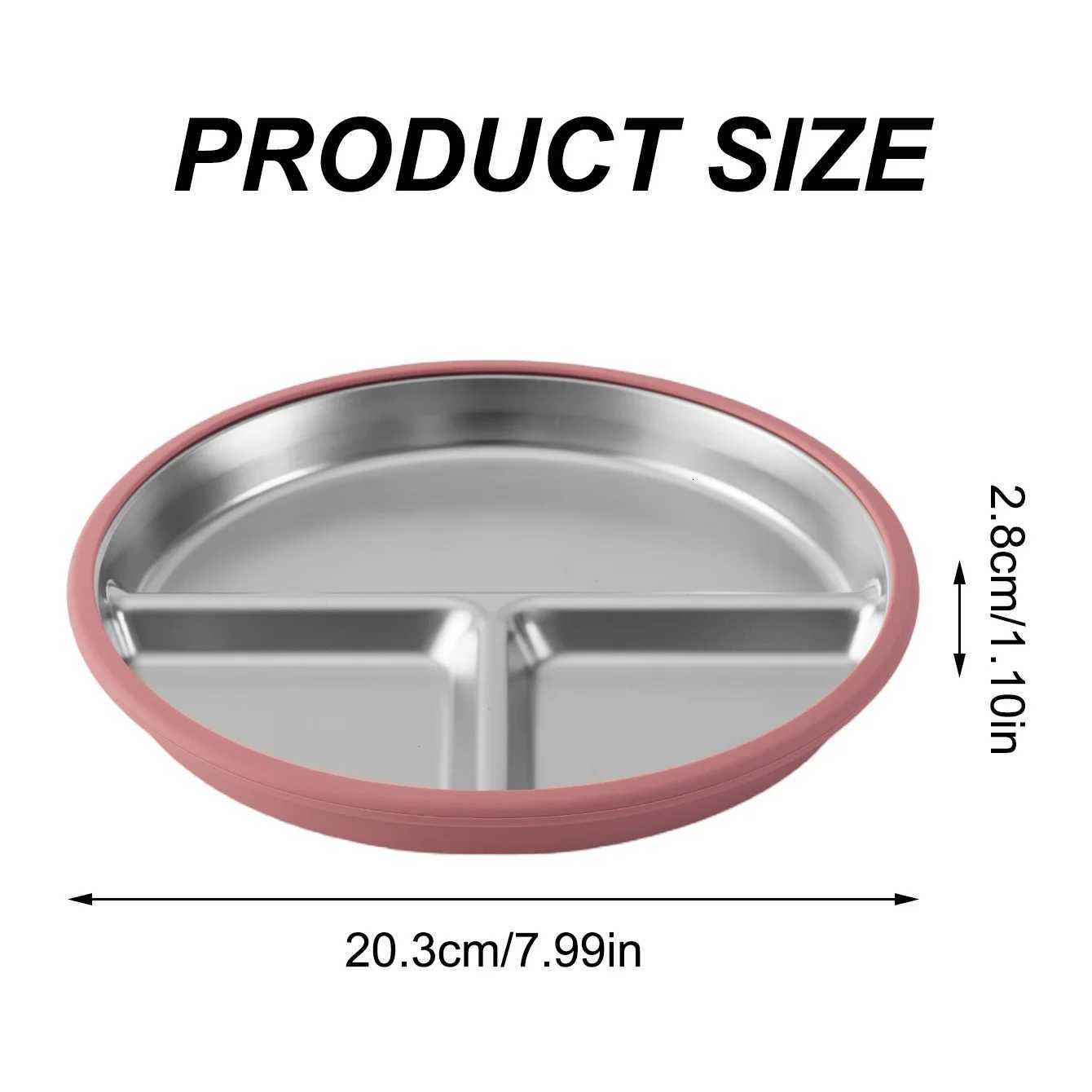 1PCS Color Kids Stainless Steel Plate Detachable Suction Dishes Baby Feeding Sucker Bowl Food Grade Silicone Food Tray Tableware X250806