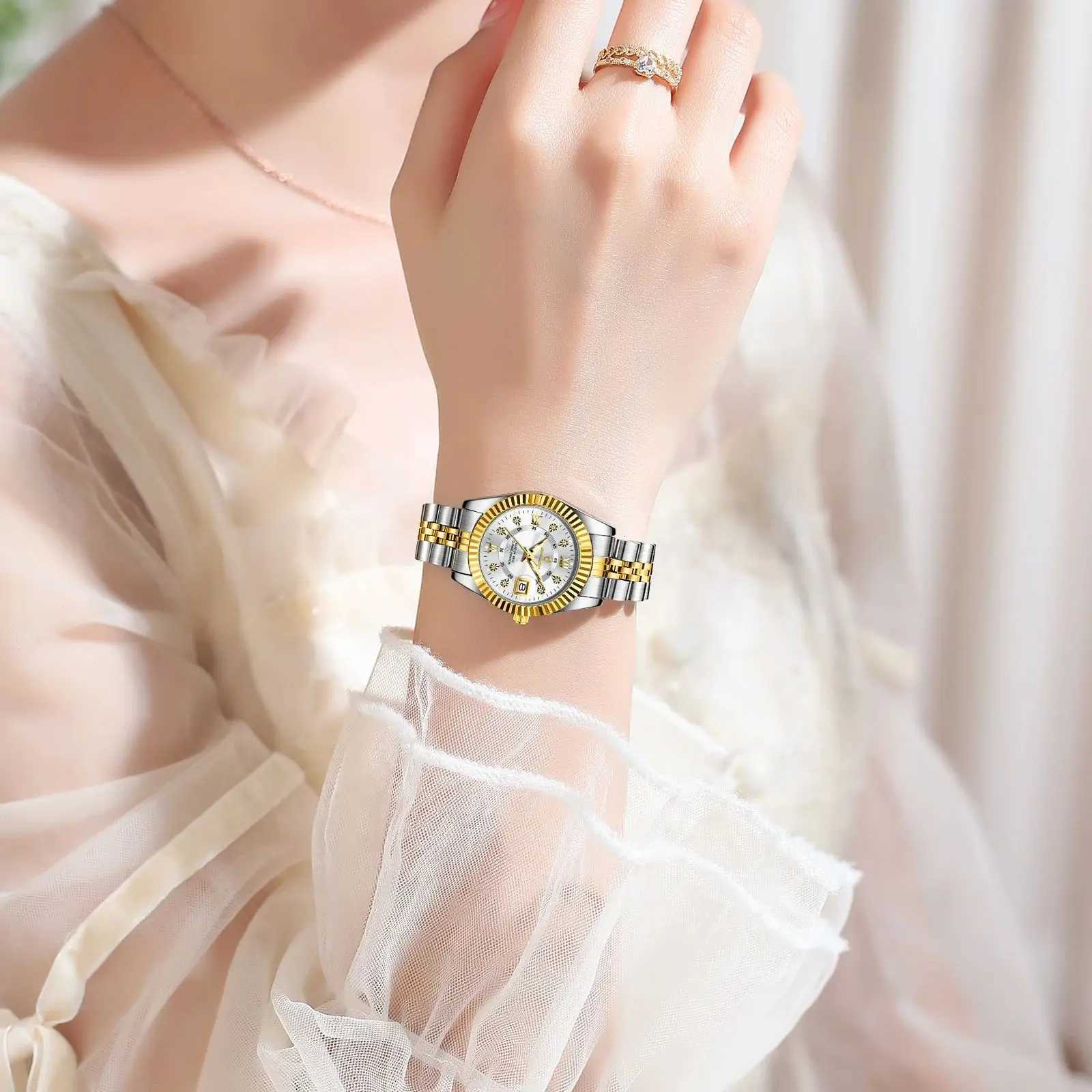 POEDAGAR Luxury Womens Waterproof Luminous Date Ladies Wristwatch Stainless Steel Elegant Quartz For Women Watch W250806