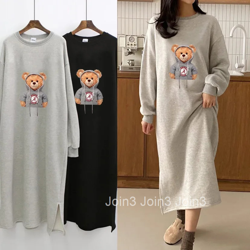 Korean Style Sweatshirt Dress Womens Autumn Winter New Casual Tweed Long Sleeve Slimming Base Layer Skirt