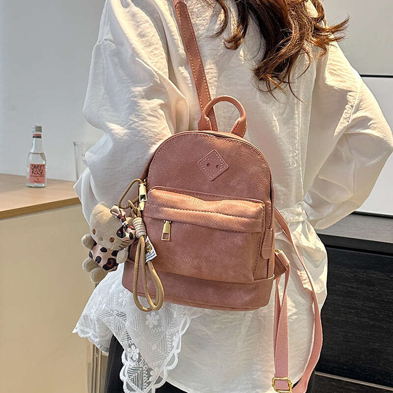 Designer Women's Soft Leather Academy Style Fashionable Multi functional Solid Color Small Backpack, Suitable for Daily Commuting, Travel, and Le