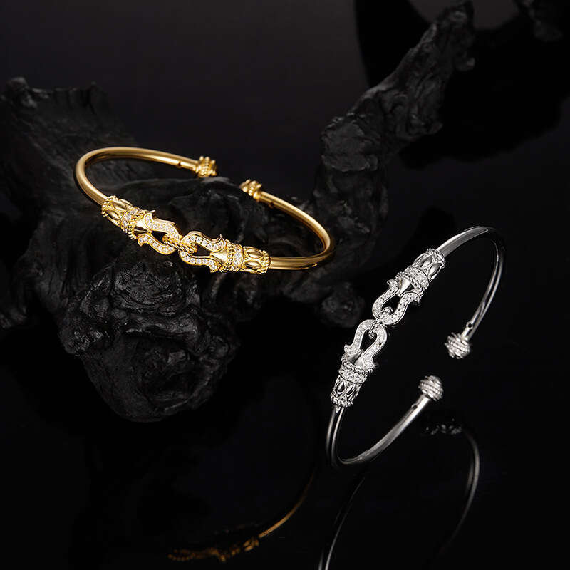 Sier Inlaid Moissanite Bracelet for Women Handmade Bestselling Morning Dew Bangle Light High-end Feel d1