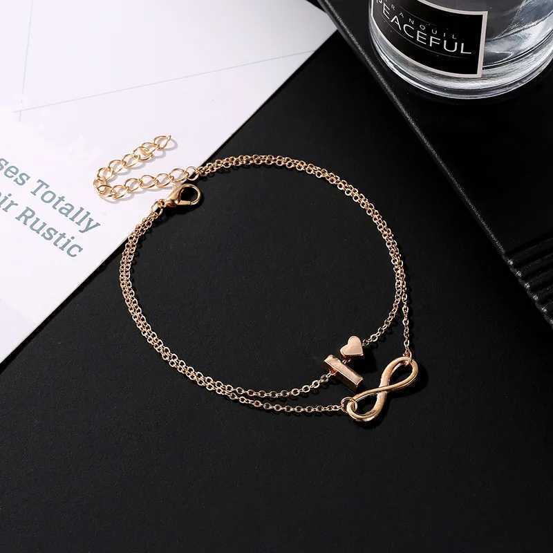 Boho Initial Anklet Heart Infinity Silver Color Ankle on Leg Chain 26 Letter Anklets For Women Ankle Beach Foot Jewelry Y250805