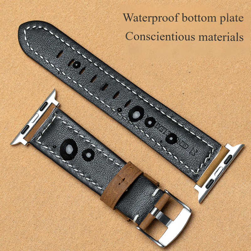Sleek Waterproof Leather Watch Band with Adjustable Size Fit Durable genuine leather - PN1111