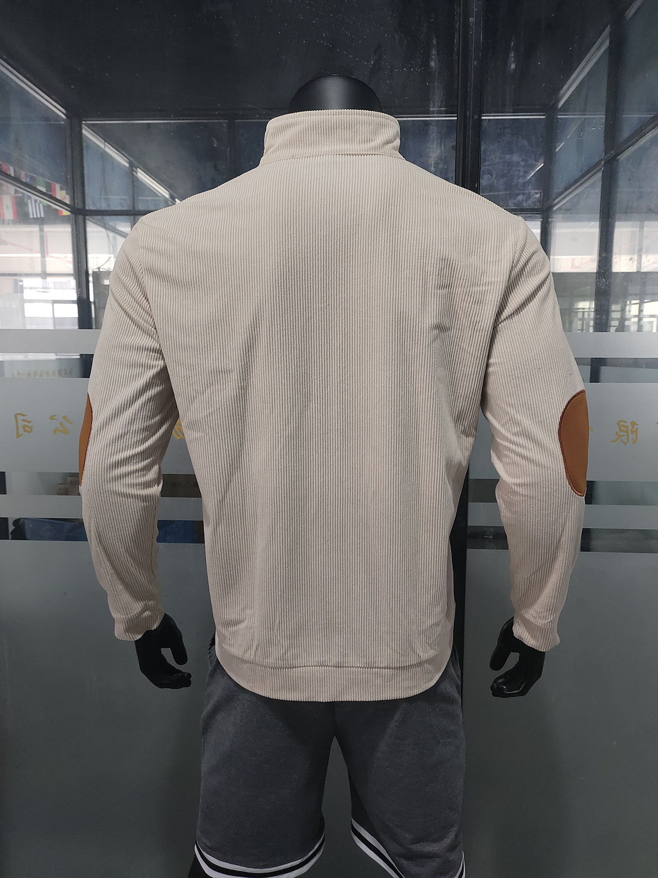 Men's heavyweight coat jacket men's casual stand-up collar long-sleeved shirt with color-blocking and patchwork European cotton fleece zippe