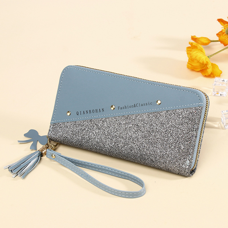 New Women Zipper Long Female Korean Version Stitching Color Contrast Large Capacity Wallet