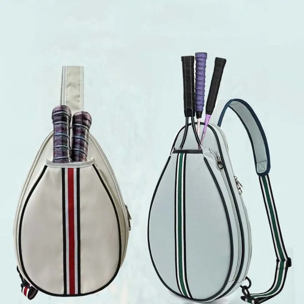 Zipper Closure Tennis Racket Bag Large Capacity Waterproof Tennis Crossbody Bag Adjustable Strap Oxford Cloth 250804