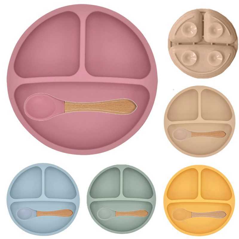 2023 New Silicone Baby Sucker Dining Plate Solid Cute Cartoon Children Dishes Suction Toddler Training Tableware Kid Feeding Bowl X250806