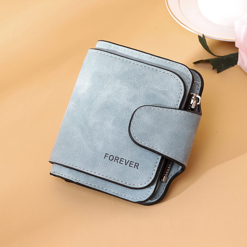 New Women's Wallet Multi-Card Slot Buckle Matte Leather Short Coin Purse High-End Large Capacity PU Card Holder