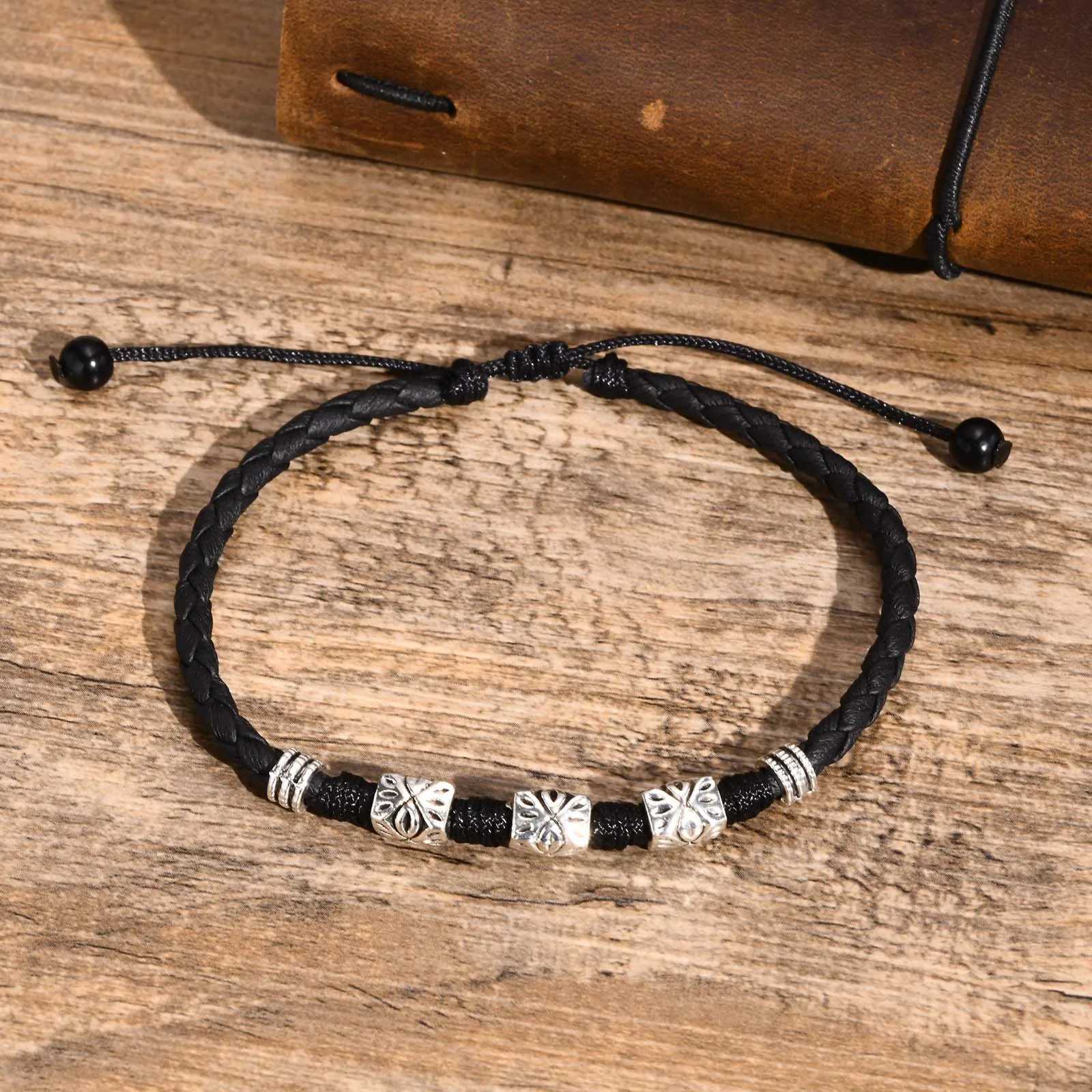 Ankle for Men Handmade Braided Black Rope Chain Anklets Gift for Man Boys Casual Summer Beach Holiday Surfer Jewelry Y250805