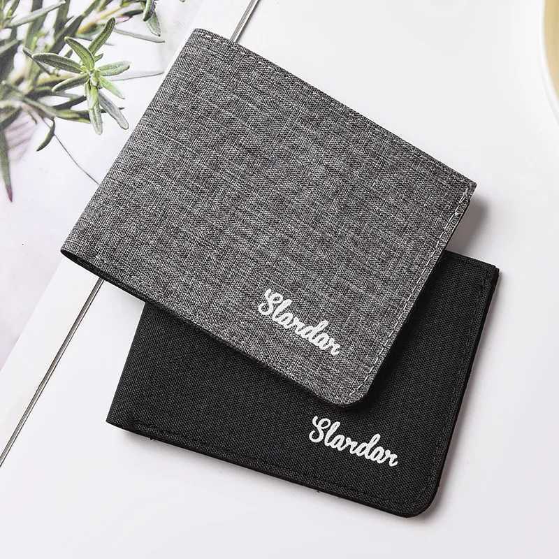 Mens Short Canvas Wallet Student Ultra-Thin Trendy Minimalist Wallet Simple and Can Hold Drivers License XJ250806