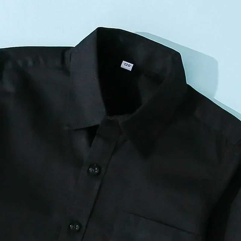 4-6 Years Old Boys Black Shirt Cotton Long Sleeve Spring Autumn Childrens Boys Dress Tops School Uniform for Boys Girls Blouse X250806