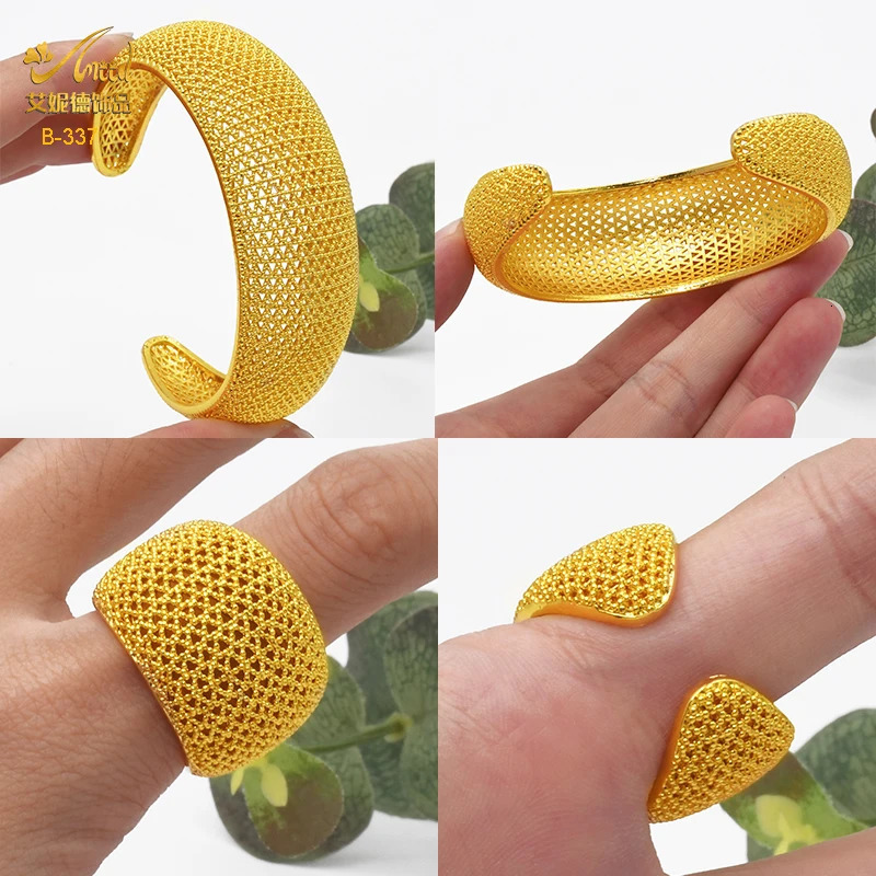 ANIID Dubai Gold Color Woman Bracelet With Ring Wedding African Cuff Ethiopian Jewelry Indian Bangles Gifts 250805