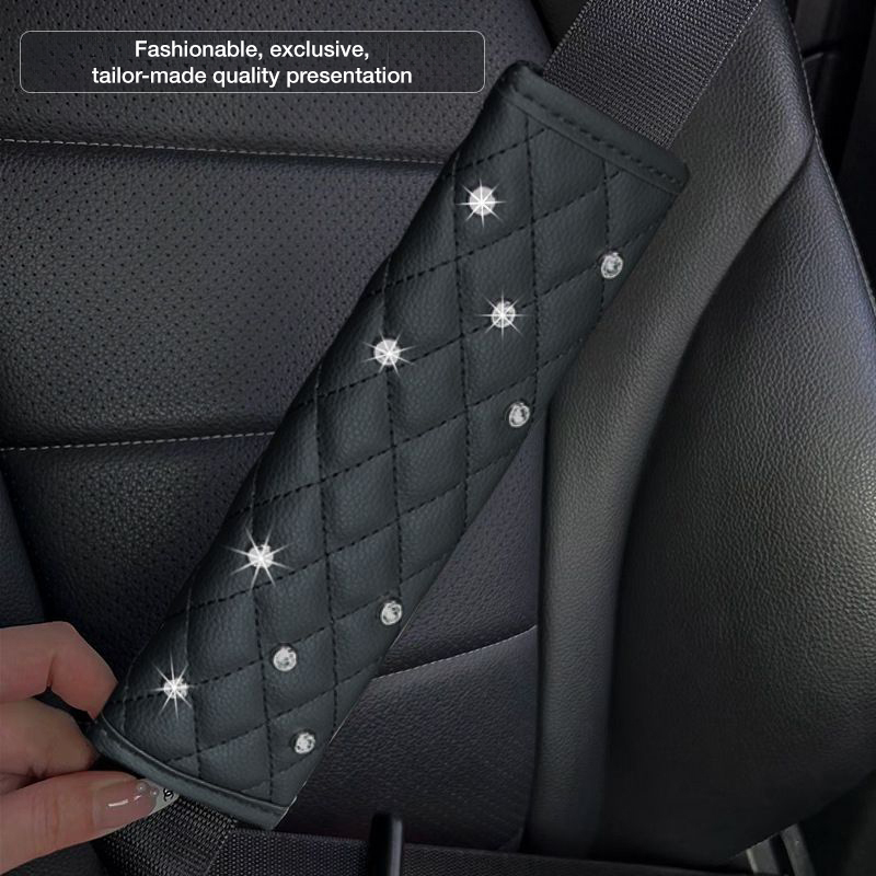 Car interior diamond-encrusted crown shoulder guard cover for seat belts, car interior accessories.