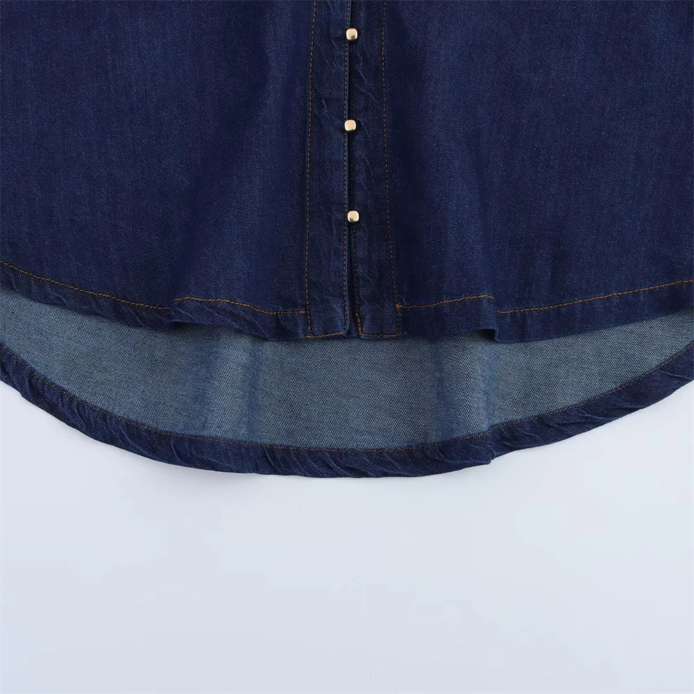 UNIZERA 2025 Women Denim Set Loose Fit Button Down Shirt With Wide Leg Pants Fashionable Casual Wear for 250729