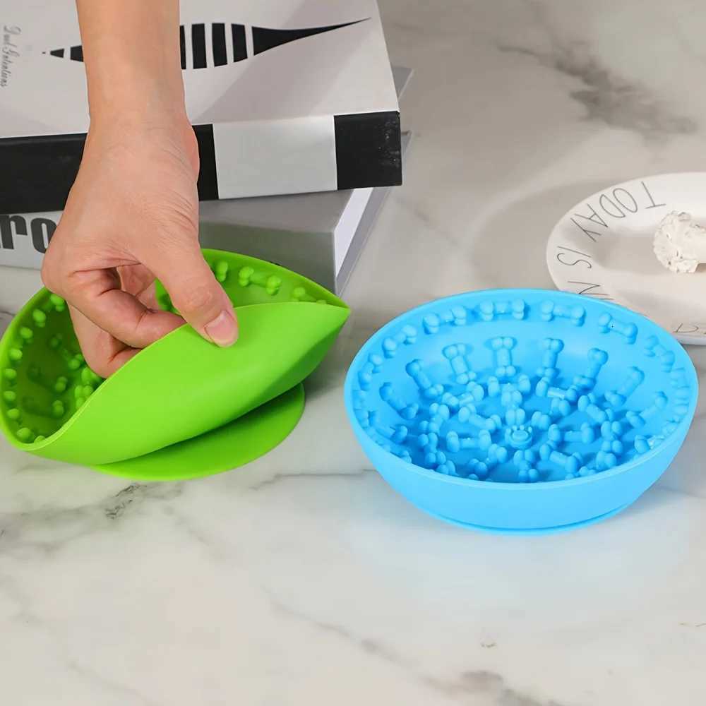 Slow Food Bowl Feeder Pet Bowl Tableware Anti-tip Pads Suction Cups Slow Food Basins Plates Massage Licking Dog Food Bowl Y250806